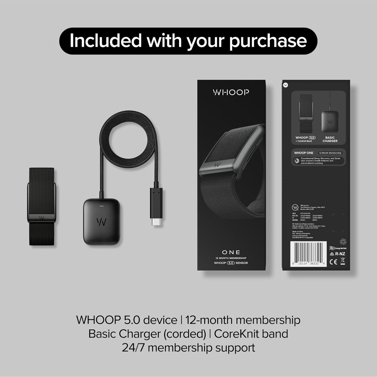 WHOOP 5.0 Peak Fitness Band with 12-Month Membership | Screen-free 24/7 Health Tracker, 14+ Day Battery, IP68
